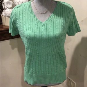 Green Izod Short sleeve Cable knit sweater